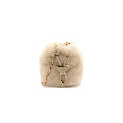PRADA ECRU SHEEPSKIN MINI POUCH 1NR016 (9.5*9*6cm) 